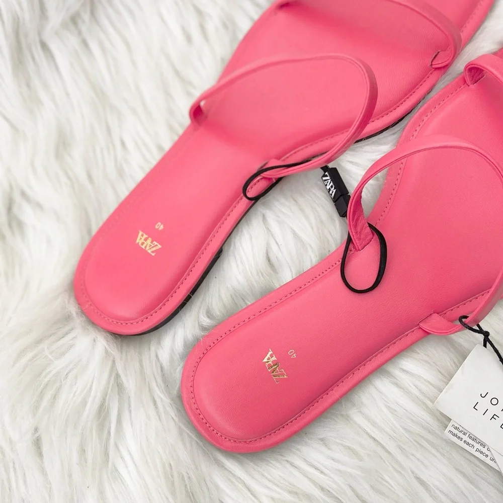Zara Pink Slide Sandals - Picture 2 of 5